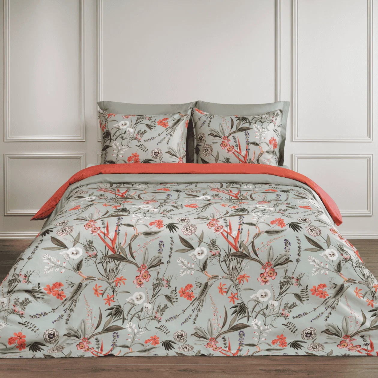 Dommelin Dekbedovertrekset Silvestre Satijn 400TC, bed set, dekbedovertrek, floral patroon, kussenslopen, slaapkamerdecor