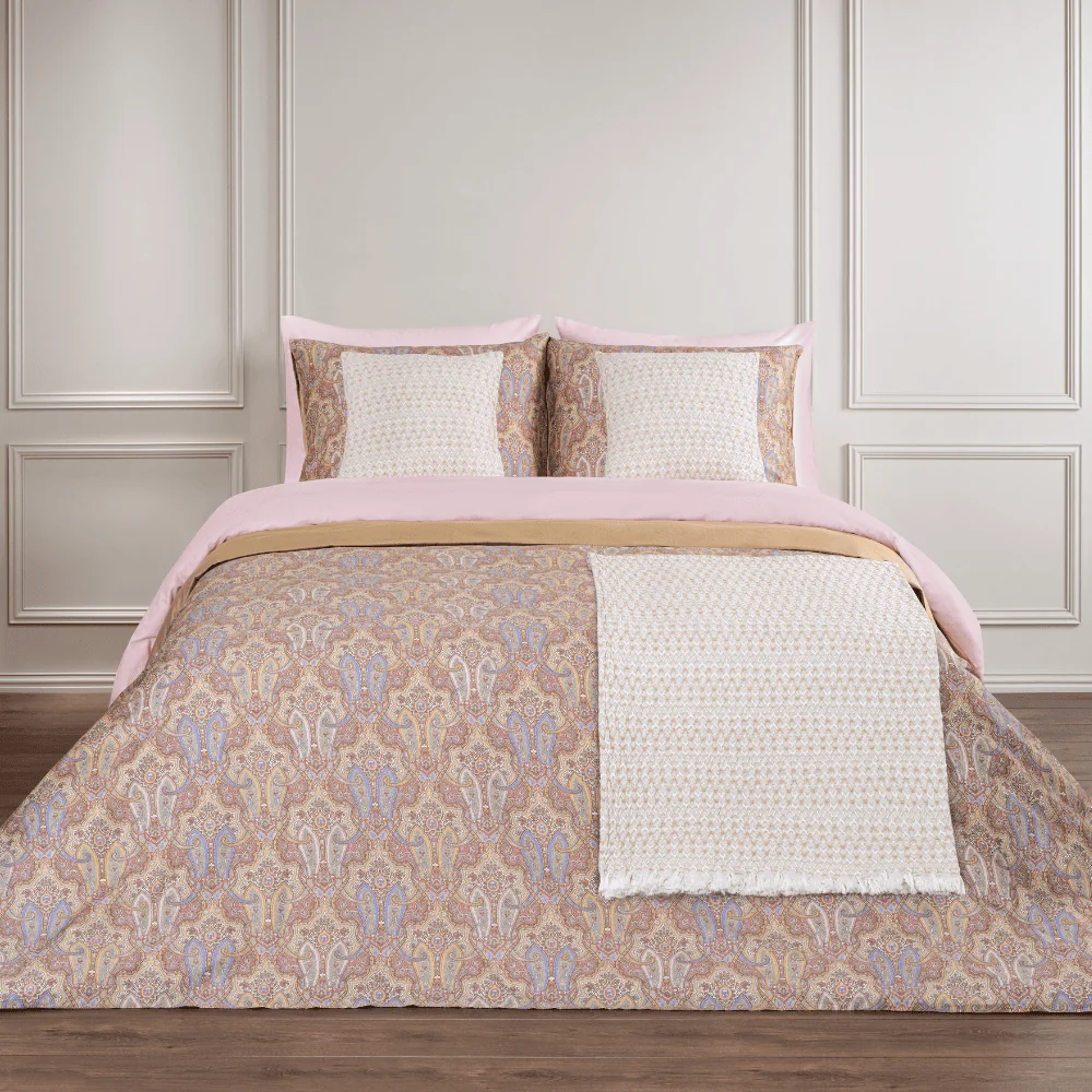 Dommelin Dekbedovertrekset Fortuna Satijn 400TC, beddengoed, comforter, paisley, roze, quilted