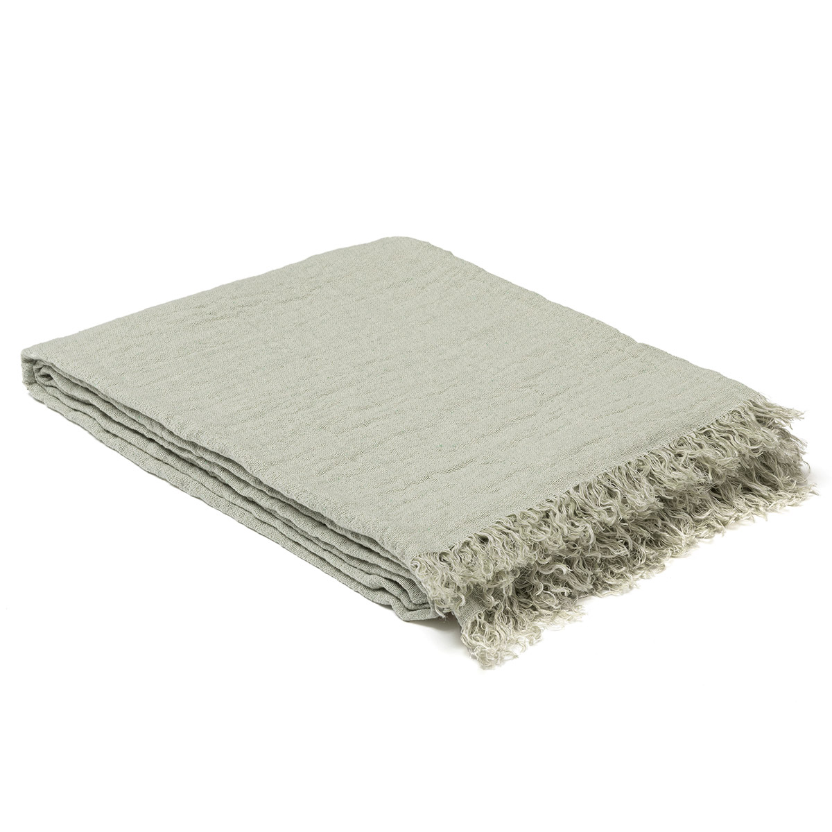 Mrs.Me Bedeind Sprei Wave Linnen - Katoen Eucalyptus 130 x 280 cm Mrs.Me Bedeind Sprei Wave Linnen - Katoen Eucalyptus 130 x 280 cm