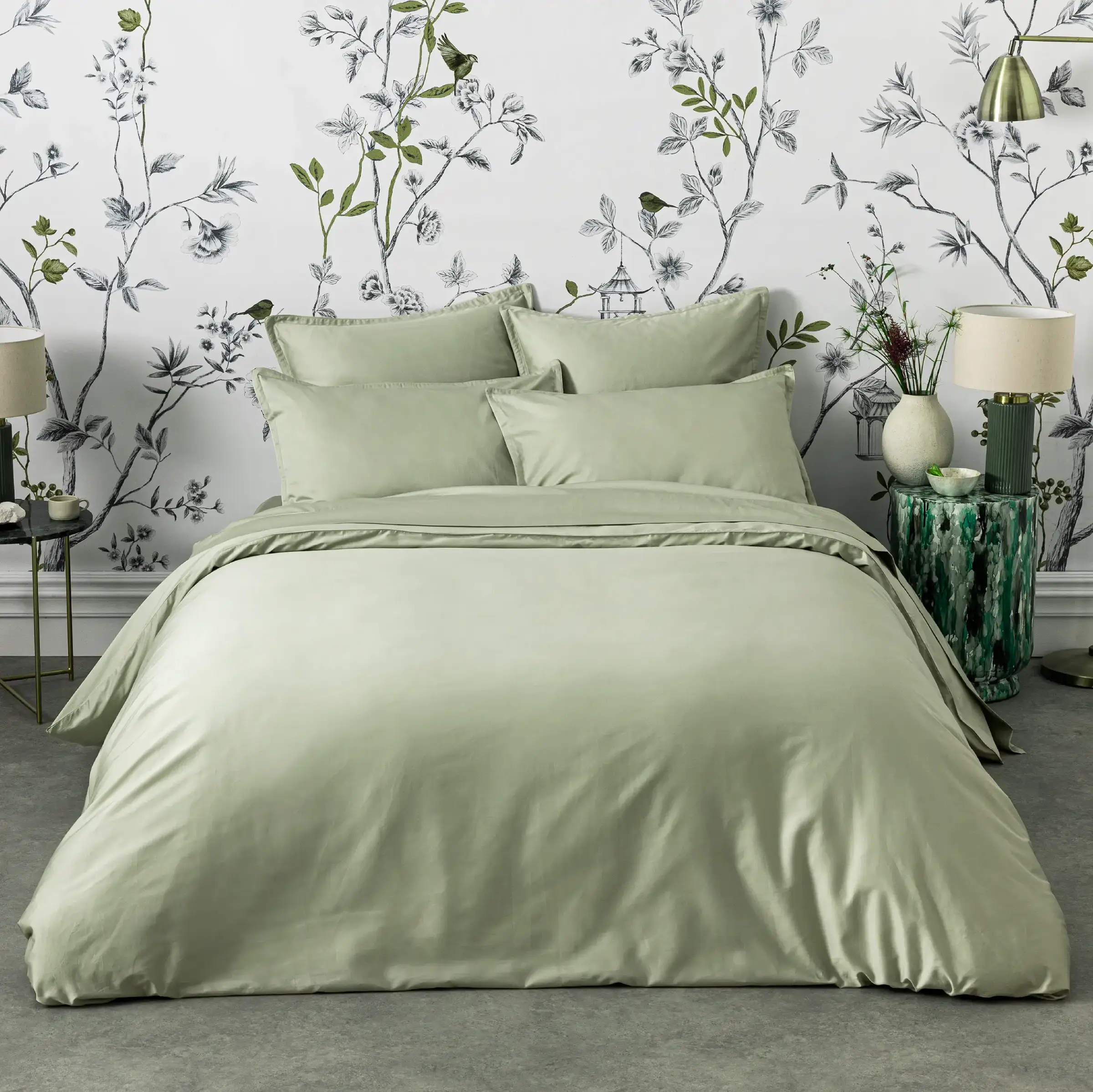 Alexandre Turpault Dekbedovertrek Set Teophile Organic Satijn 300TC Linden Green Alexandre Turpault Dekbedovertrek Set Teophile Organic Satijn 300TC Linden Green