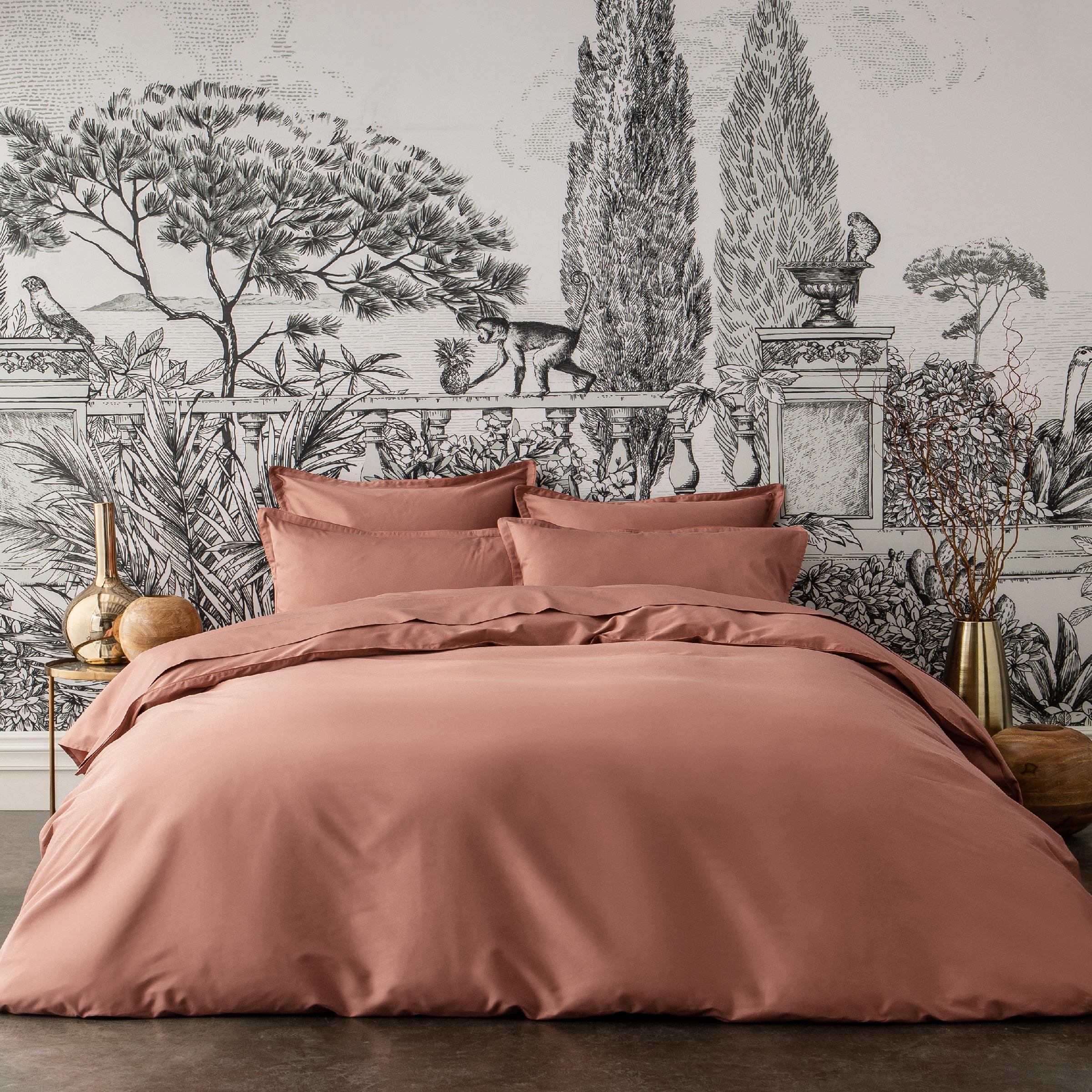 Alexandre Turpault Dekbedovertrek Set Teophile Organic Satijn 300TC Terracotta Alexandre Turpault Dekbedovertrek Set Teophile Organic Satijn 300TC Terracotta