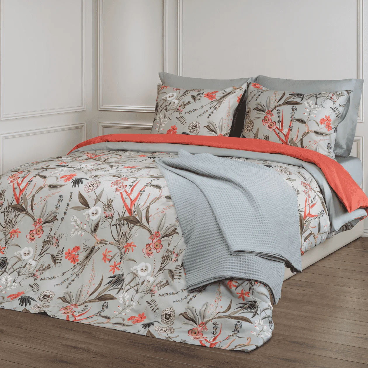 Dommelin Dekbedovertrekset Silvestre Satijn 400TC, bedding, duvet cover, floral pattern, bed sheets, pillow case