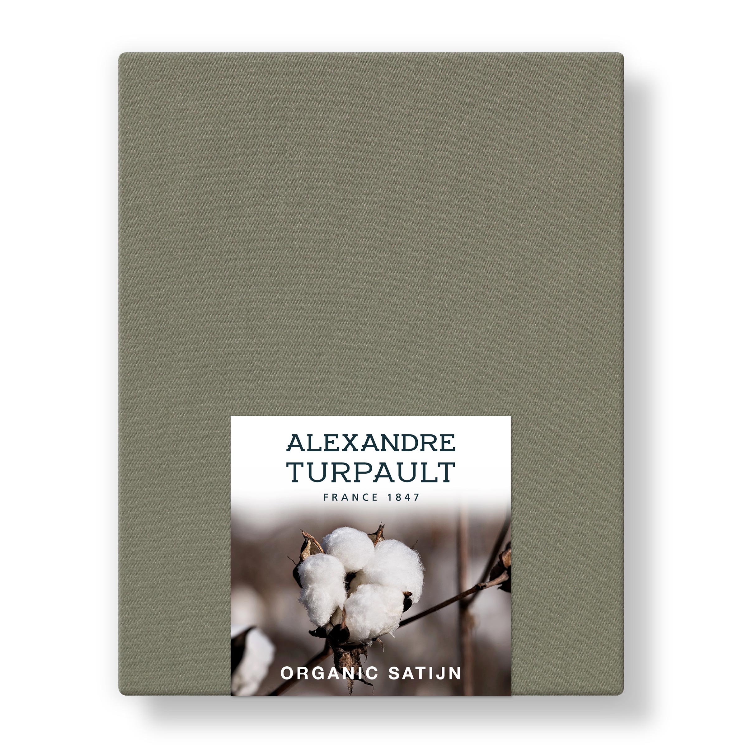 Alexandre Turpault Hoeslaken Hoge Hoek Teophile Organic Satijn Kaki 180 x 200 cm H40 Alexandre Turpault Hoeslaken Hoge Hoek Teophile Organic Satijn Kaki 180 x 200 cm H40
