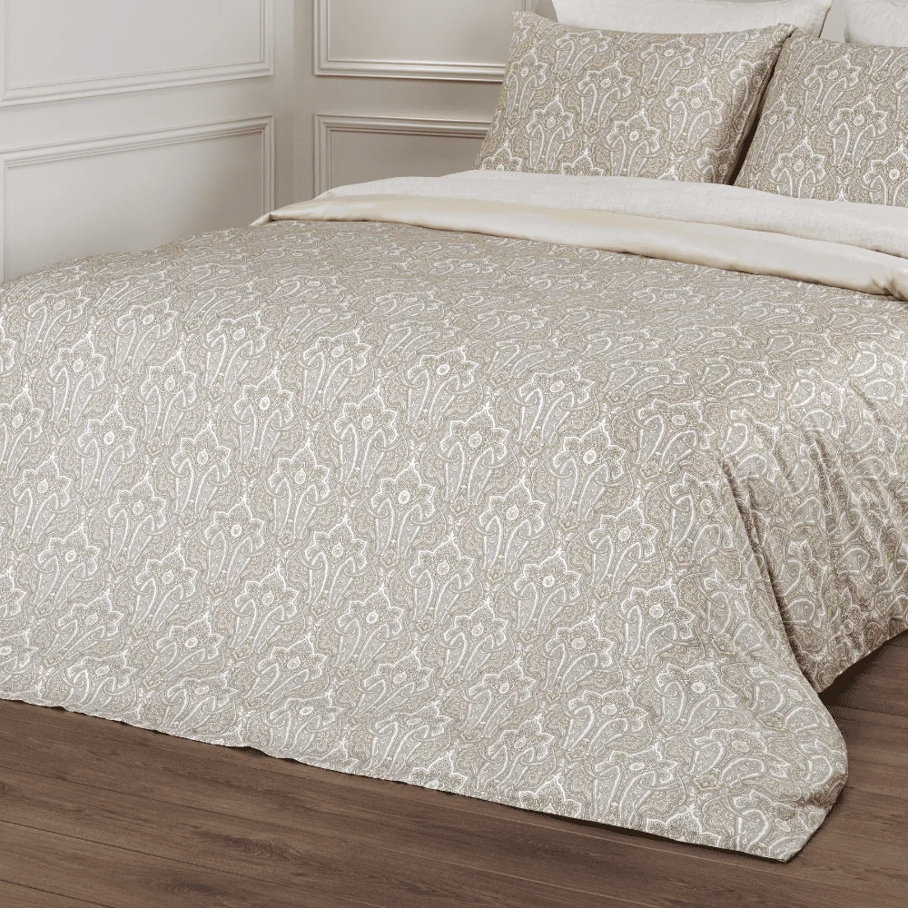 Dommelin Lakenset Fortuna Satijn 400TC, bedspreien, dons, patroon, paisley, beige