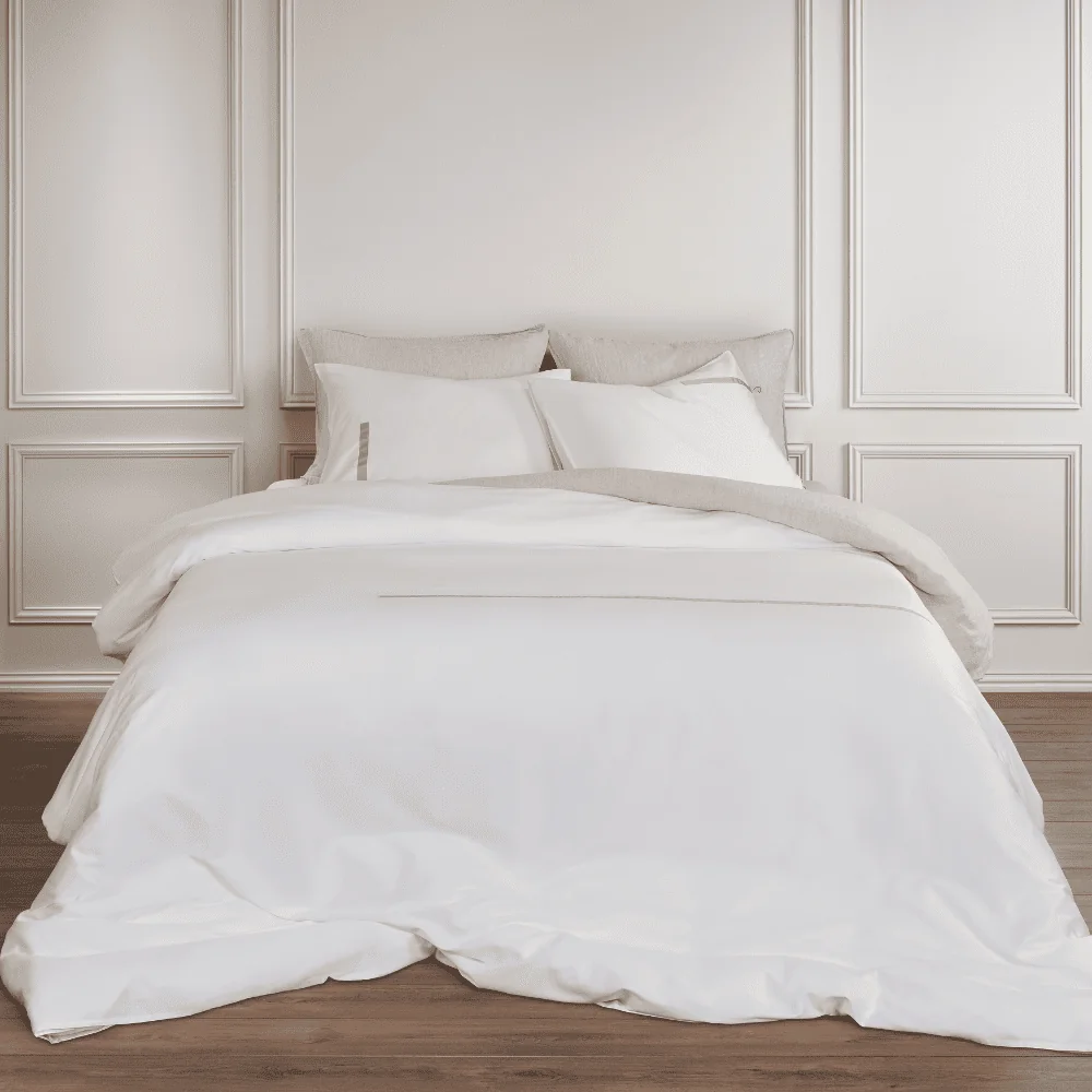 Dommelin Dekbedovertrekset Linea D Satijn 300TC, bed, slapen, witte duvet, comforter, kussenhoes