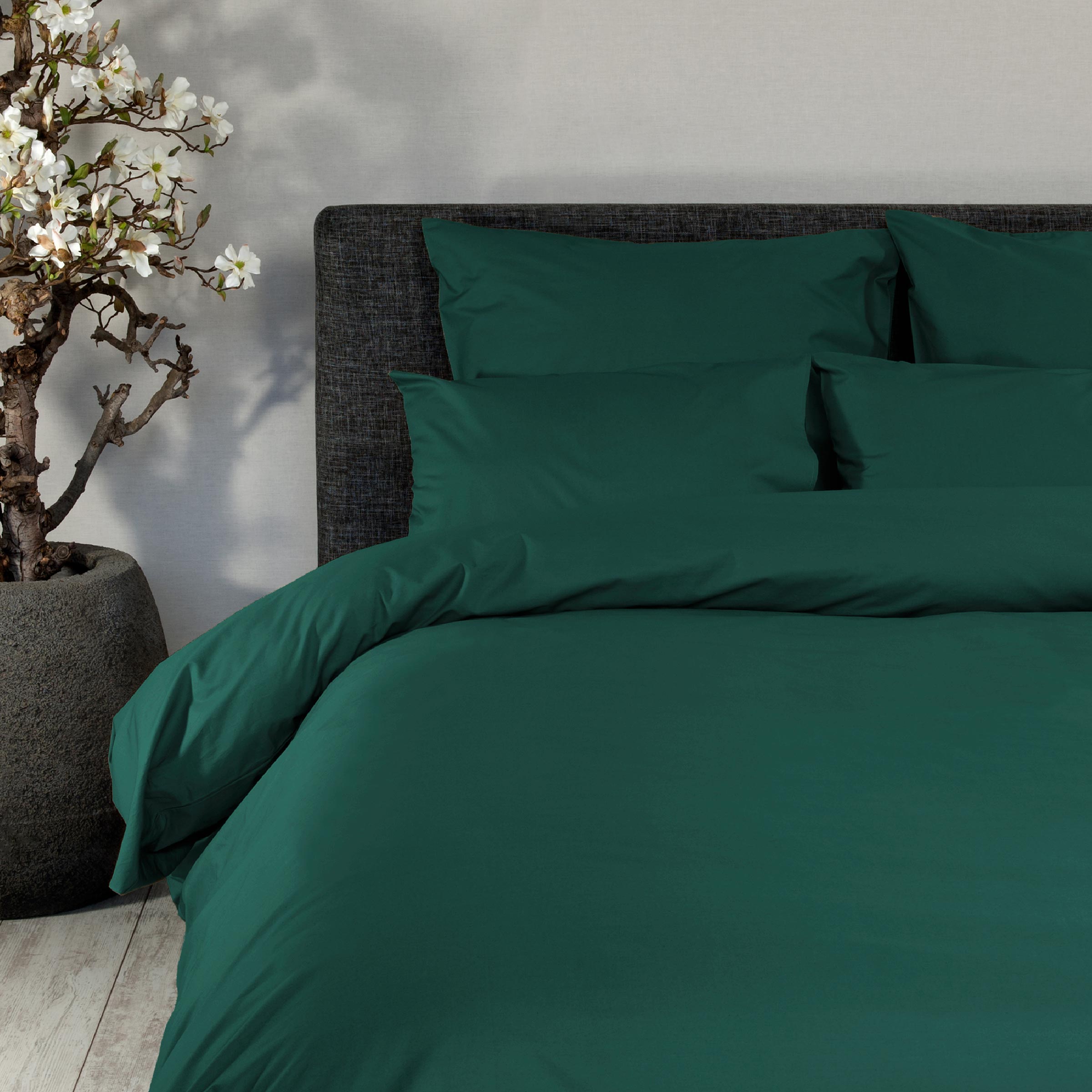 Dommelin Dekbedovertrek Set Percal 200TC Antiekgroen Meubels, Bed, Laken