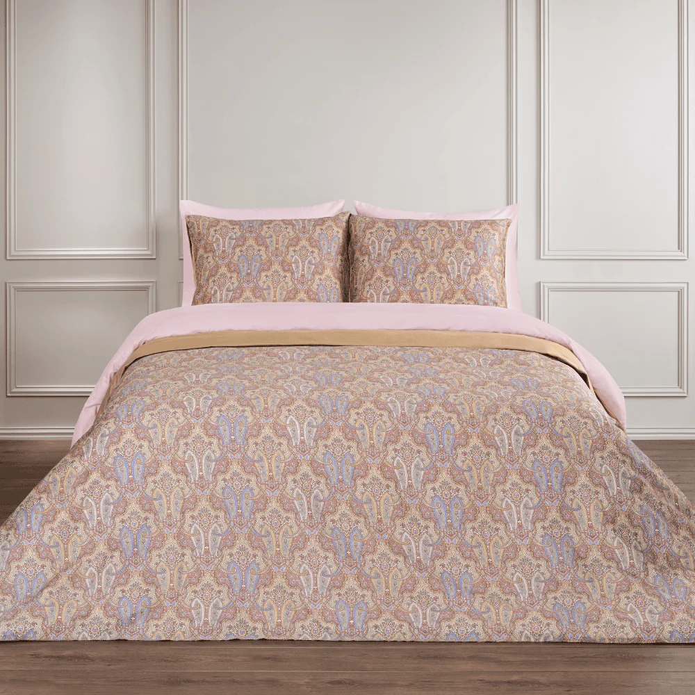 Dommelin Dekbedovertrekset Fortuna Satijn 400TC, beddengoed, duvetomslag, patroon, paisley, peach roze