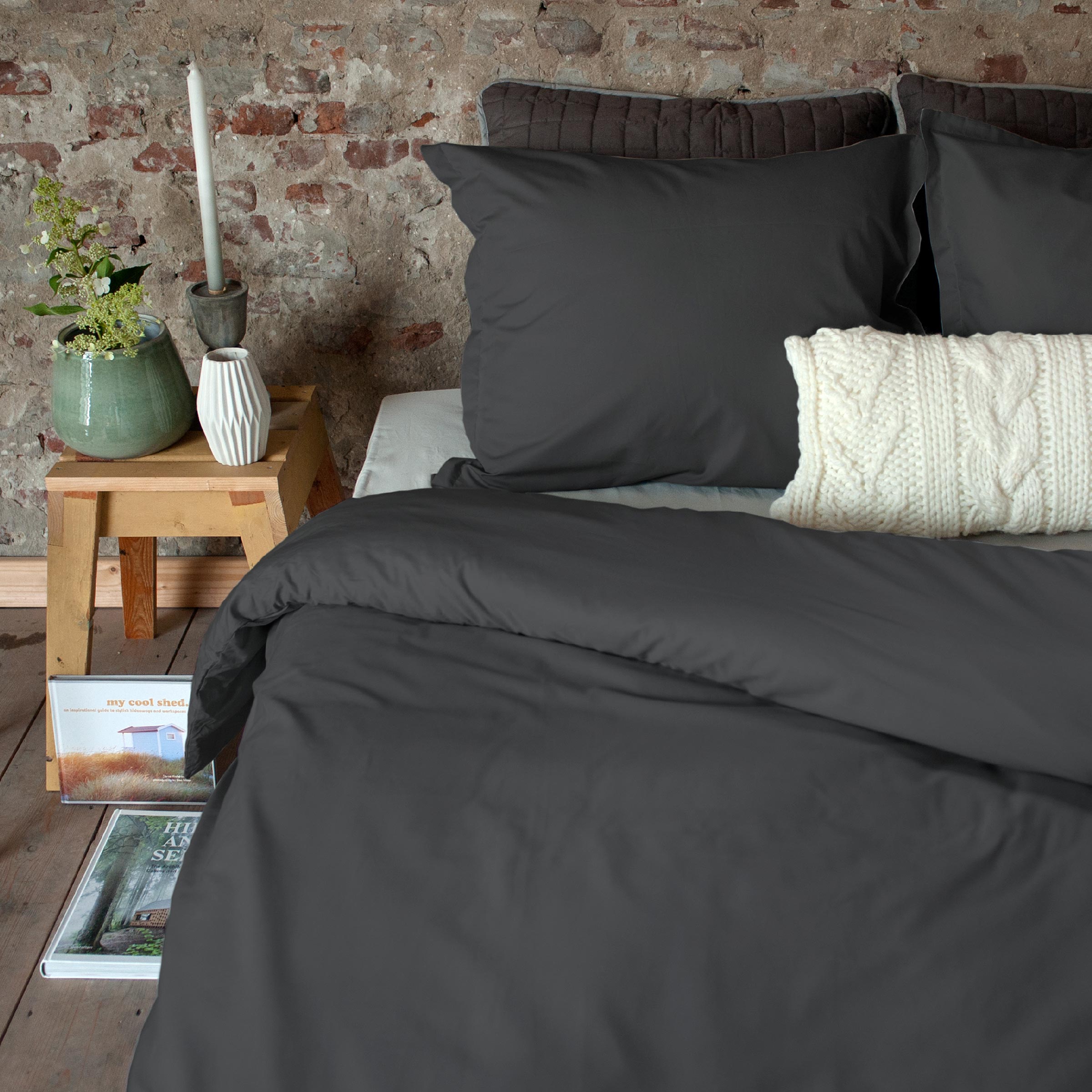 Dommelin Dekbedovertrek Set Percal 400TC Basalt  Meubels, Bed, Laken, Plant