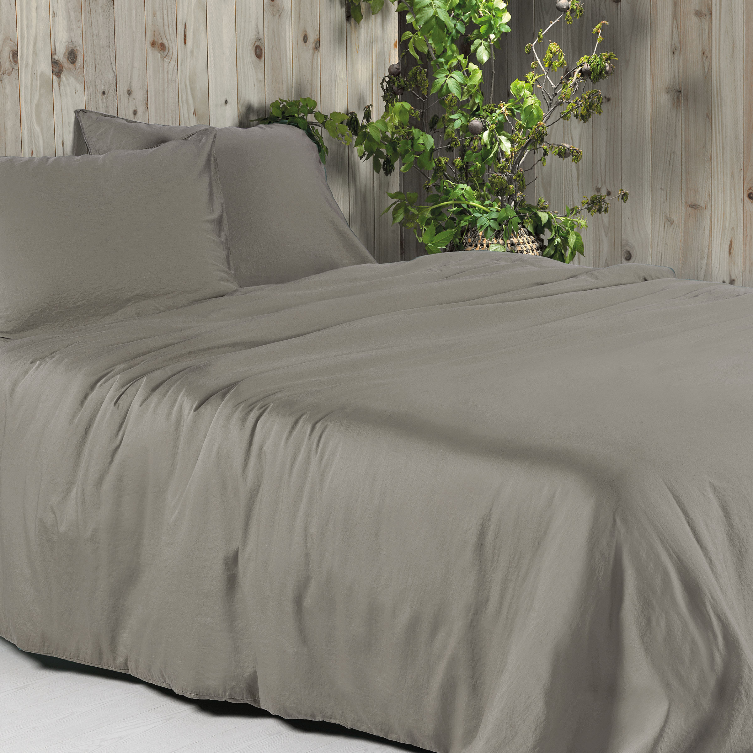 Dommelin Dekbedovertrekset Lavado Stonewashed Satijn 300TC Taupe Meubelen, Bed, Bedlaken
