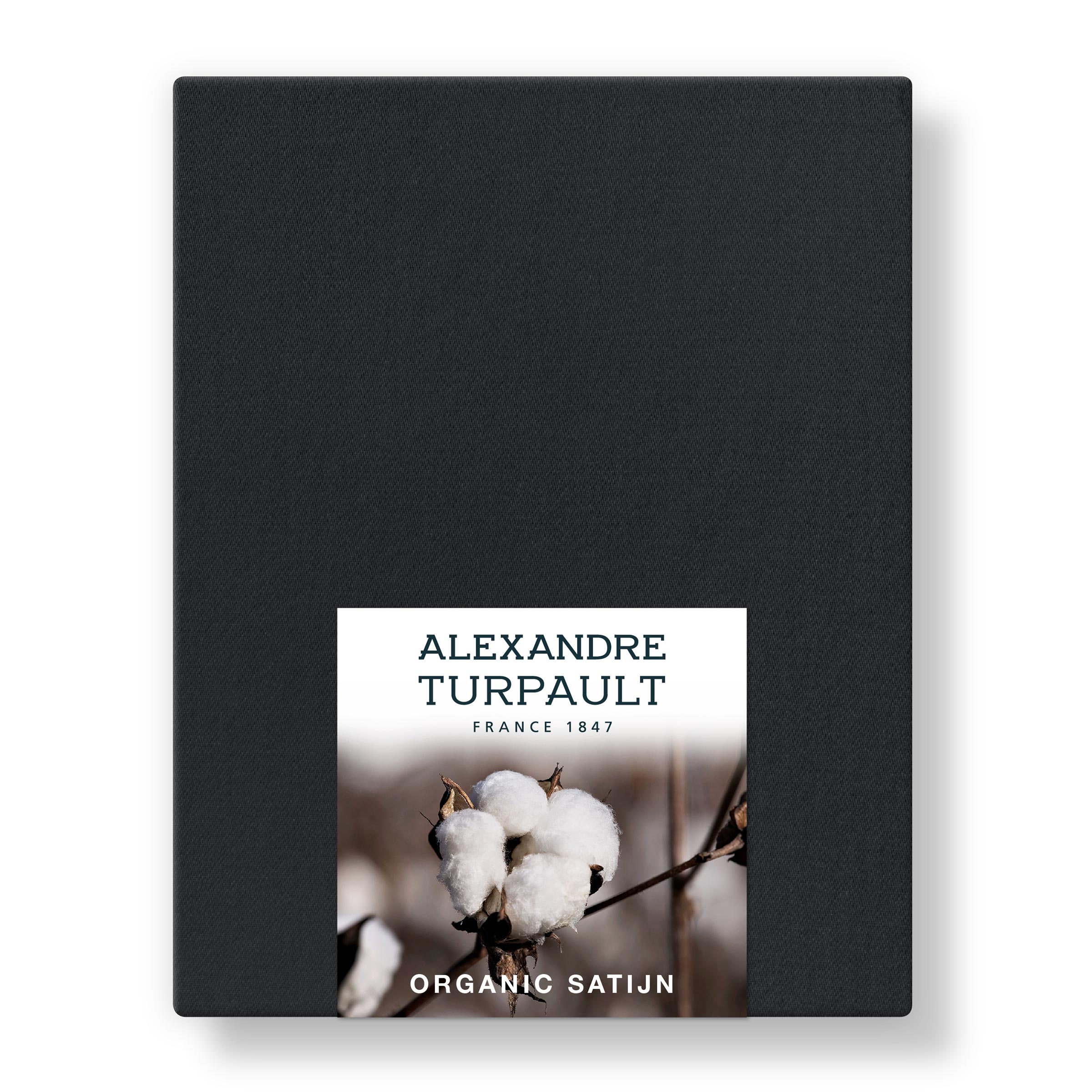 Alexandre Turpault Hoeslaken Teophile Organic Satijn Off Black 200 x 200 cm H30 Alexandre Turpault Hoeslaken Teophile Organic Satijn Off Black 200 x 200 cm H30